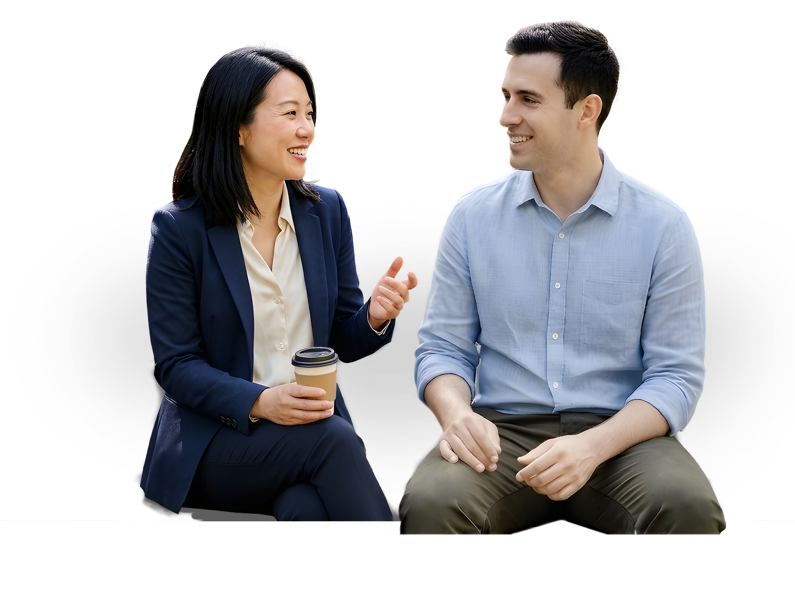 A man and a women talking with each other banner image